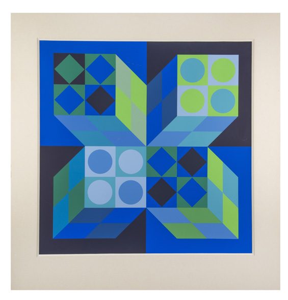 Composition en bleu et vert / Victor Vasarely (recto)